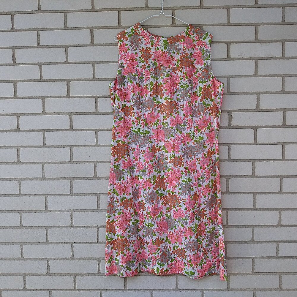 Vintage Dress 43" Bust Sleeveless Pink Orange Floral Decorum by Irving Korny
